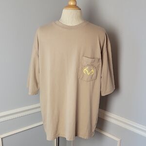 REALTREE Tan‎ Beige Embroidered Front Pocket Outdoorsman Short Sleeve T-Shirt XL